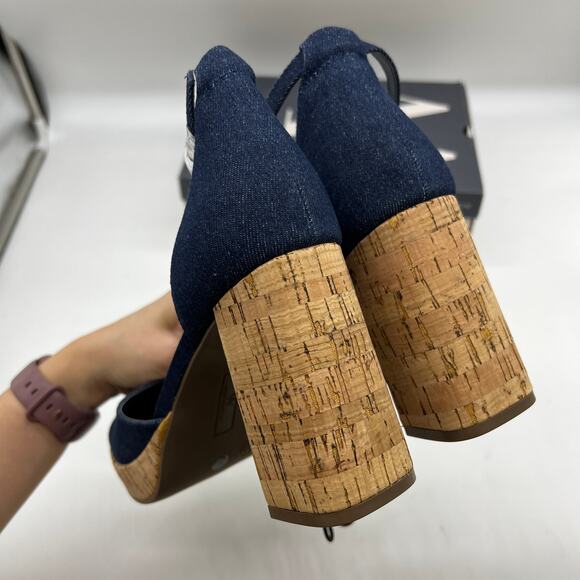 Worthington Womens Panama Block Heel Pumps Denim Size 9.5 M - Picture 5 of 9